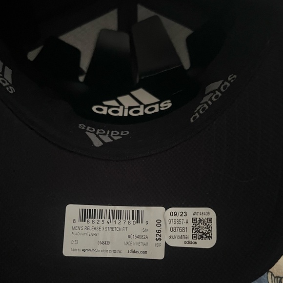 NWT Adidas Areoready Release 3 Stretch Fit S/M Black Hat - Picture 7 of 9